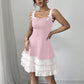 Women's Sling Contrast Color Multi-layer Cake Dress