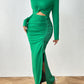 New Solid Color Round Neck Waist Trimming Long Sleeve Narrow Suit