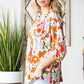 Women's Ruffled Collar Colorful Flowers Ruffled Shirt Top