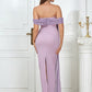 Women's Off-shoulder Pleated Long, Purple Style Hip Bag Dress