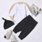 Children's Crew Neck Men's Cotton Non Hooded Black Letter Suit
