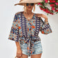 European And American V-neck Lace Up Irregular Top