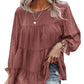Loose Chiffon Shirt Round Neck Ruffle Top