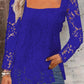 Fashion Long Sleeve Square Neck Tops Women Solid Color Floral Lace Shirt