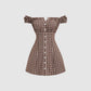 Women's New Arrival Plaid Printed Off-the-Shoulder Dress