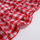 Girls' Red Plaid Bow Suspenders Princess Dress