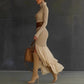 Womens High-neck Ribbed Midi Dress For Spring Autumn And Winter European And American Style