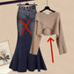 Autumn Elegant Women's All-matching Long Sleeve Top Fishtail Skirt Two-piece Suit