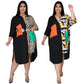 Distinctive Shirt Leopard-print Patchwork With Pockets Plus-size Dress