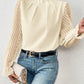 Women's Half-turtleneck Stitching Wavy Chiffon Long-sleeved Top