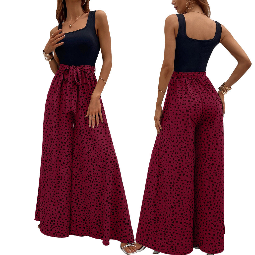 Pantalon amincissant cintré à pois colorés pour femme