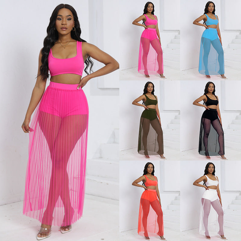 Women's Wear Vest Skirt Shorts Three-piece Set