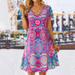 Robe ample à col en V et imprimé floral pour femme