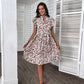 Robe plissée à fleurs et manches à volants, style européen et américain, à lacets