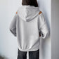 European And American Long Sleeve Drawstring Hooded Pullover Sweater Women's Solid Color High Grade Gray