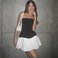 Women's Fashion Color Contrast Backless Slim Fit Tube Top Pleated Dress