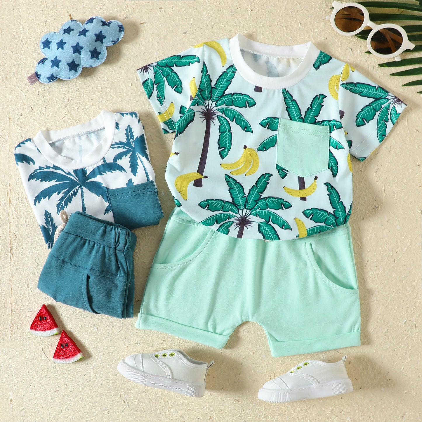 Ensemble t-shirt et short imprimé forêt tropicale style sport