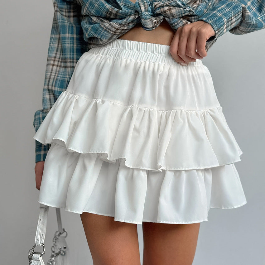 Design Sense Double-layer Chiffon Short Skirt