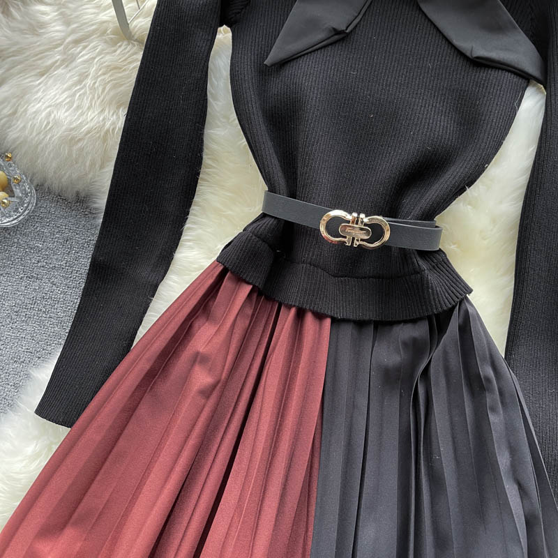 Women's Retro Fashion Fake Two Piece Dress