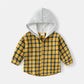 Korean Style Children's Long-sleeved Shirt Baby Plaid Hooded Shirt Trendy