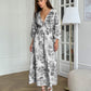 Elegant V-neck Lantern Sleeve All-matching Printed Dress