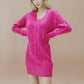 Mid-length Sweater V-neck Knitted Casual Twist Dress