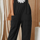 Women's Outer Flower Overalls Cotton Linen Buttons