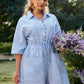 New Loose Patchwork Cotton Striped Ladies Slim Fashion Jumpsuit