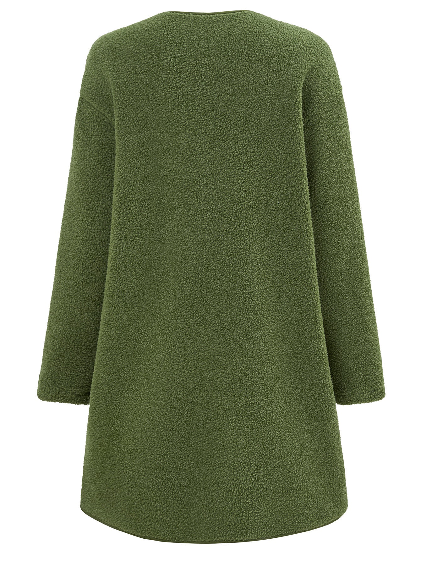Women's Casual Solid Color Round Neck Single Breasted Long Sleeved Jacket