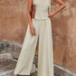 Women's Solid Color Ruffle Strap Tank Top Wide Leg Pants Set