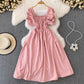 Bubblesleeve Squareneck Waistcinching Dress