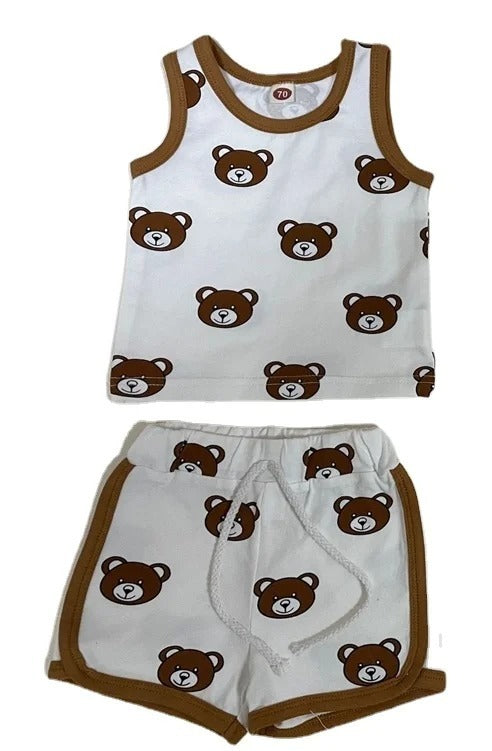 Ensemble deux pièces haut et pantalon imprimé bébé ours