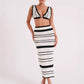 Knitted Spaghetti Straps Chest Wrap Top And Skirt Suit