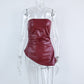 Solid Color Versatile Strapless Leather Jacket