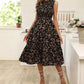 Sleeveless Round Neck Smocking Dress High Waist Slimming Design