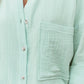 Women's Fashion Polo Collar Pocket Candy Color Shirt Top