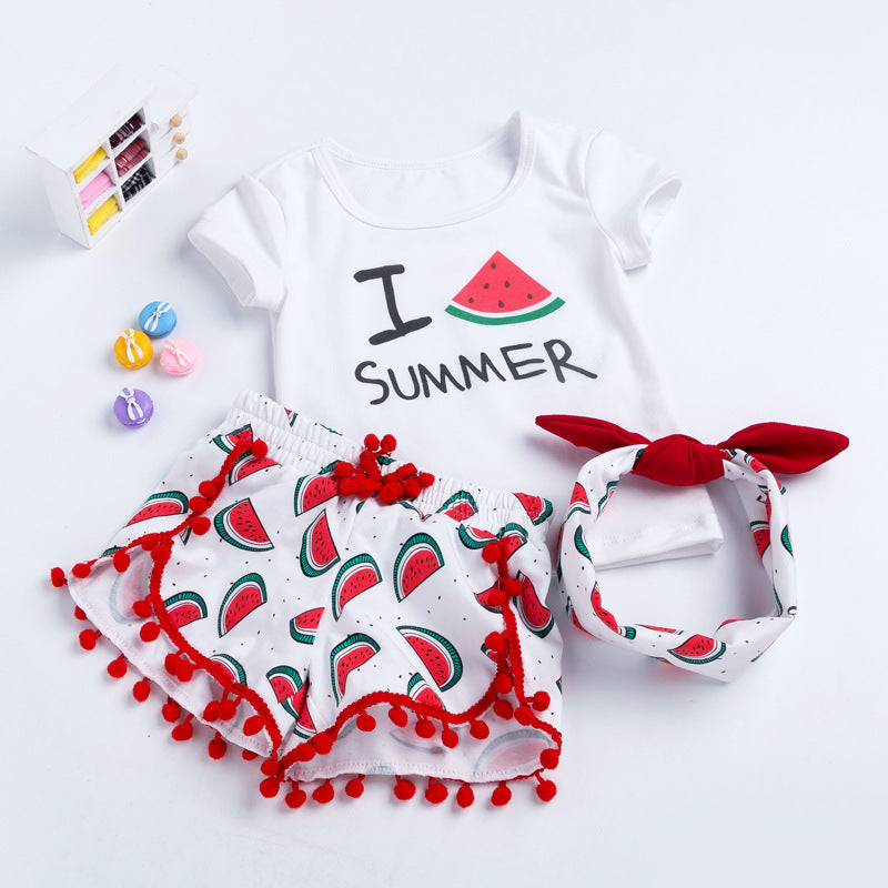 Ensemble t-shirt à manches courtes et short pour bébé fille, idéal pour la plage, pour l'été