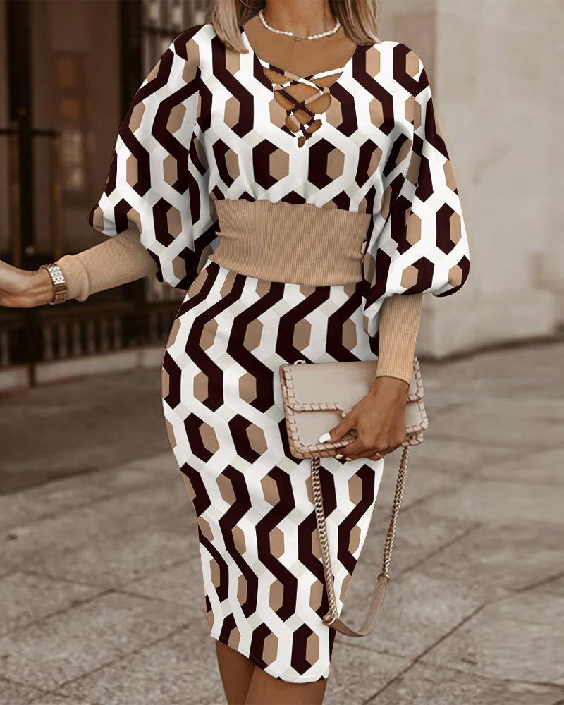 Robe gracieuse et tendance à manches lanternes et taille ajustée
