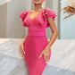 Front And Back Deep V Wave Layered Belt Dress
