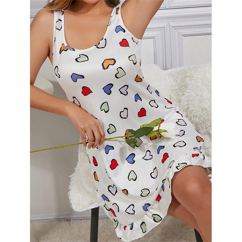 Women's Heart Printing Non-slip Nightdress