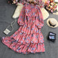 9751 Floral Print Long Sleeve Dress