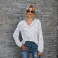 Leopard Print Printed V-neck Off-the-shoulder Long Sleeve T-shirt