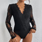 Lace Stitching Long-sleeved Jumpsuit Slim Fit Lace V-neck Hollowed-out Jumpsuit