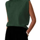 Women's Pure Color Half Collar Sleeveless Vest