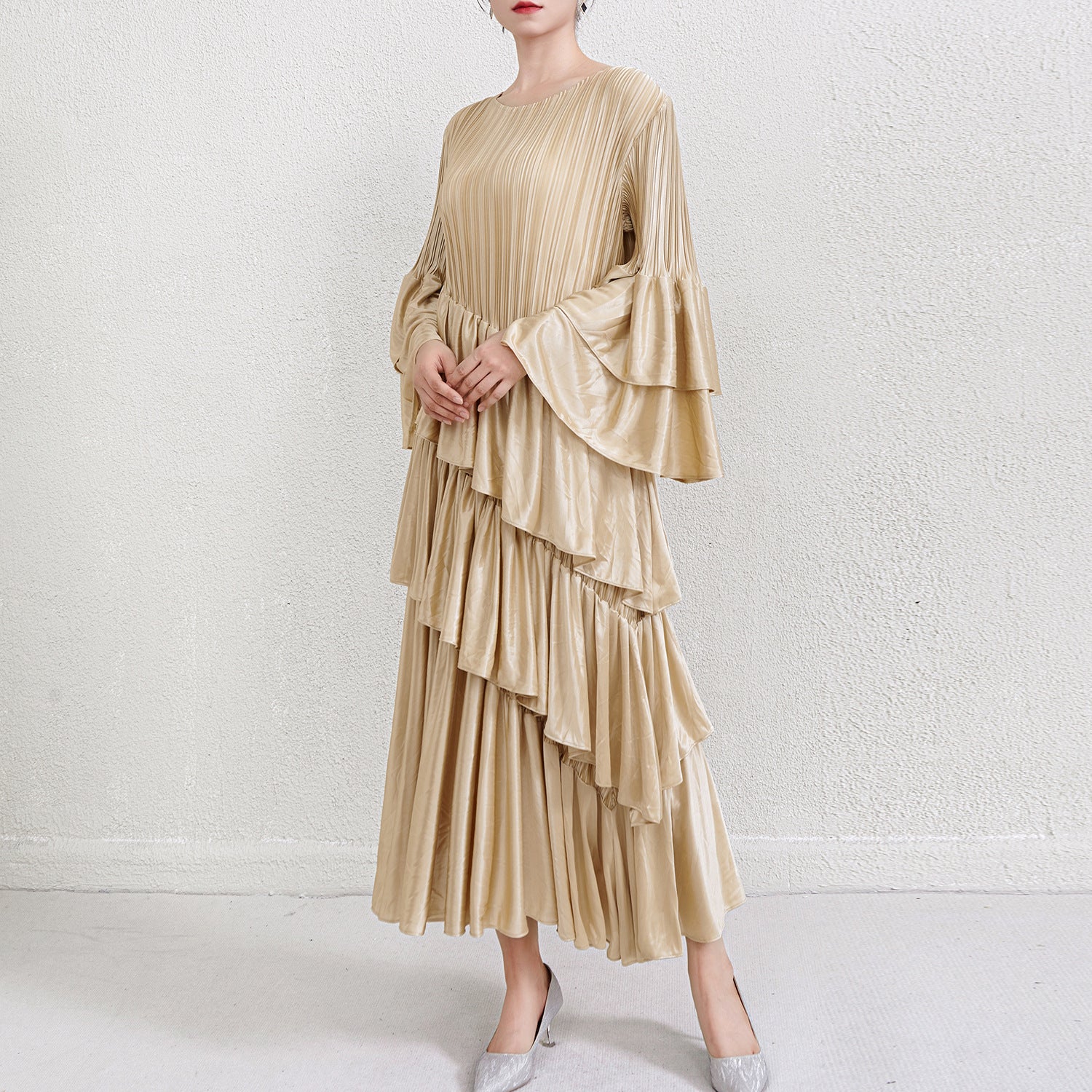 Autumn And Winter French Style Temperament Pleated Dress