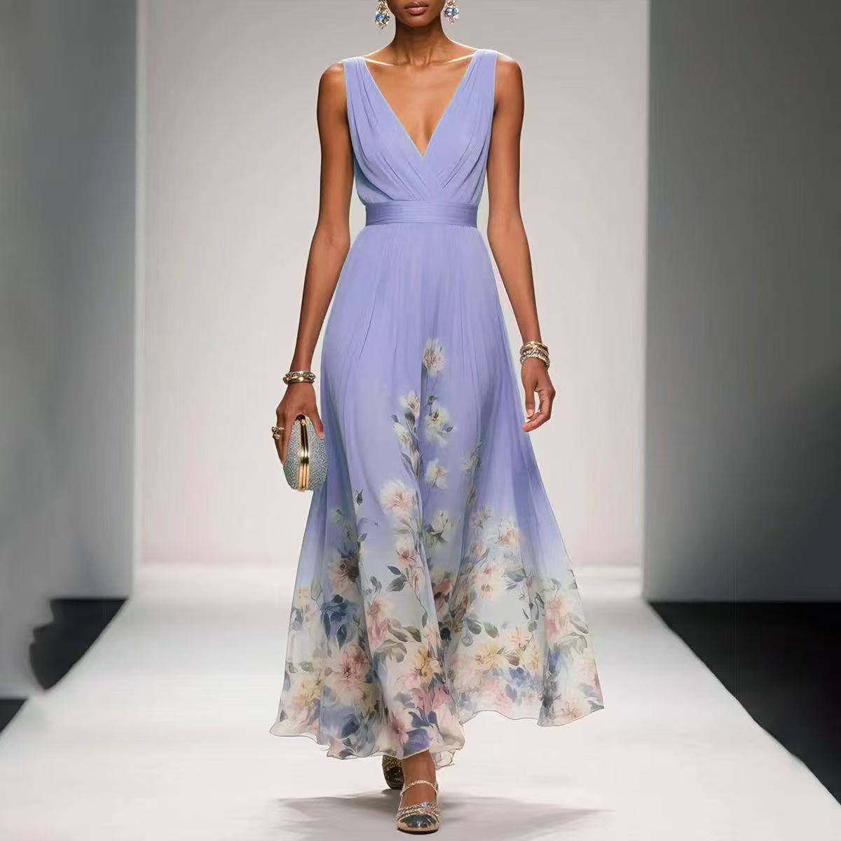 Vest Chiffon Printed Dress
