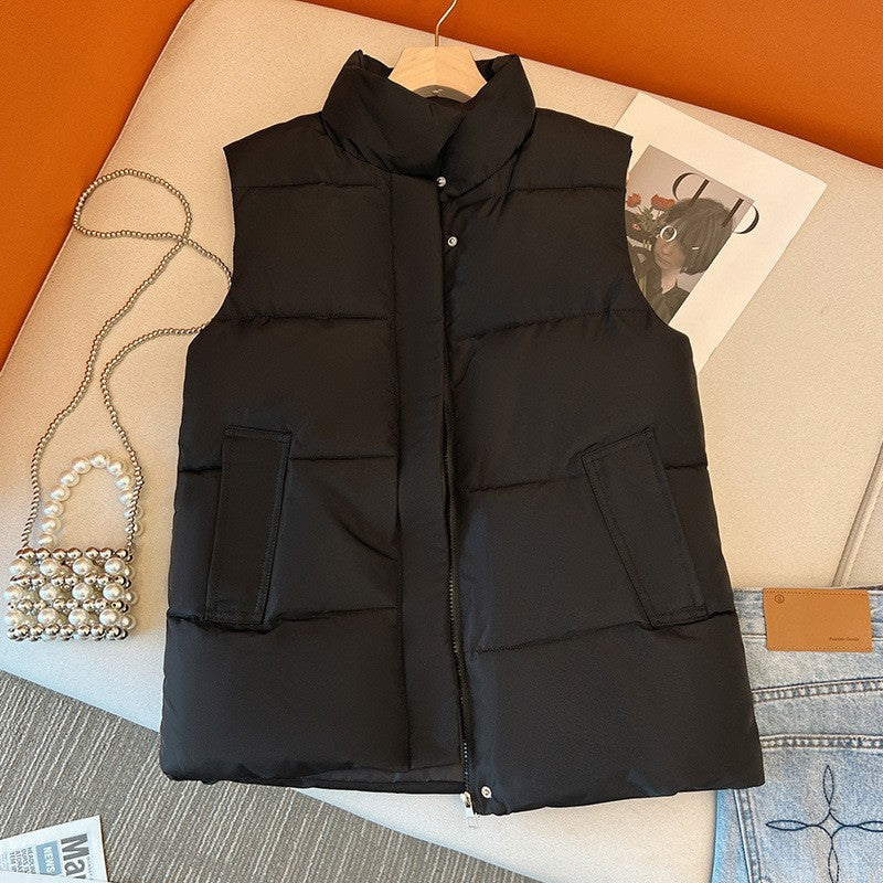 Gilet court en coton pour femme, style coréen, automne et hiver