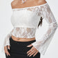 Off-neck Single Layer Lace Stitching T-shirt For Women