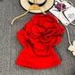 Pure Desire Three-dimensional Large Flower Diagonal Collar One-shoulder Top