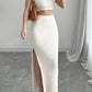 Knitted Sweater Round Neck Vest And Split Skirt Two-piece Set